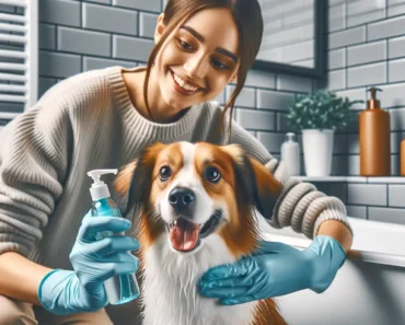 nettoyer son chien avec des gants de toilette